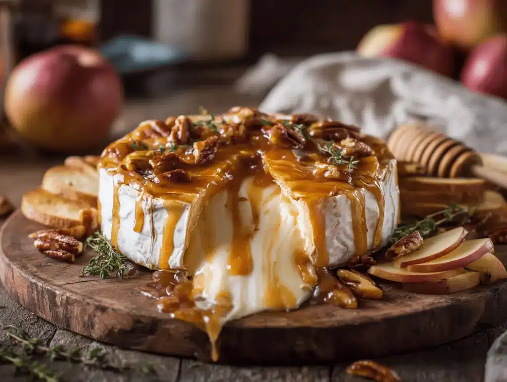 apple butter baked brie - featured image