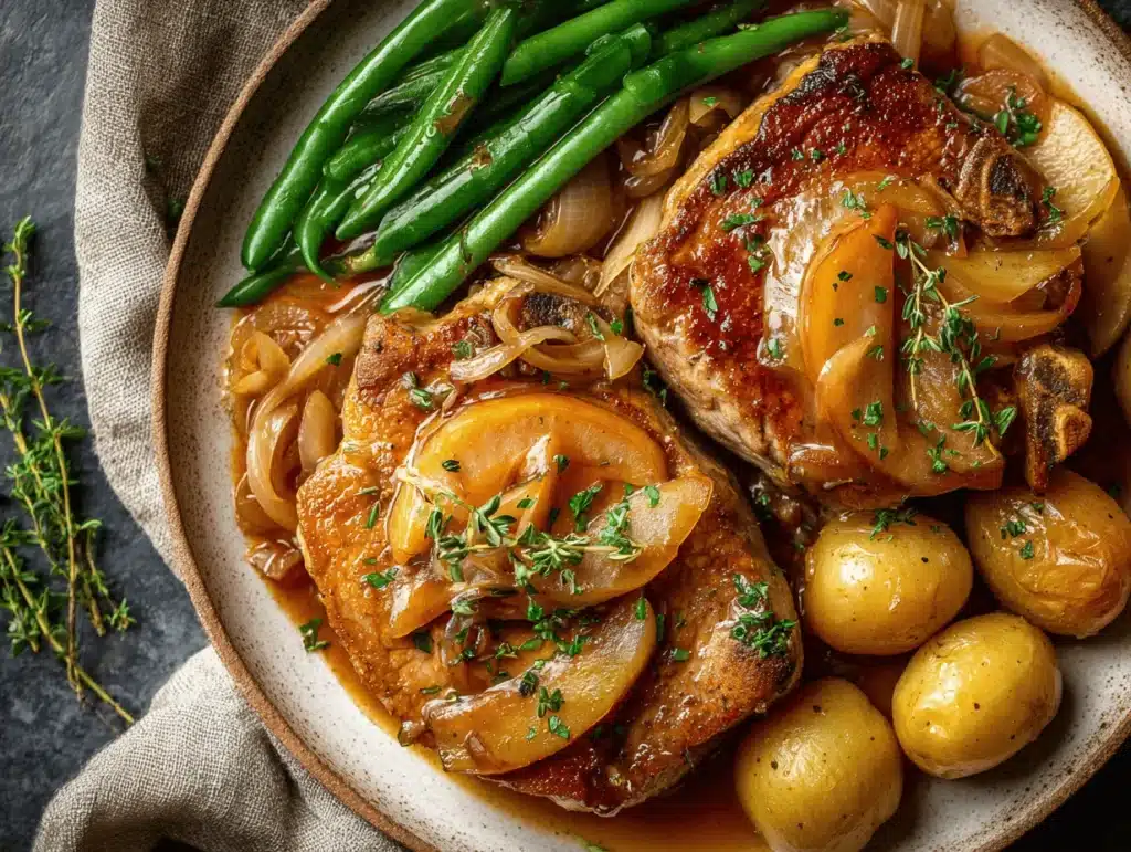 apple cider braised pork chops - featured image