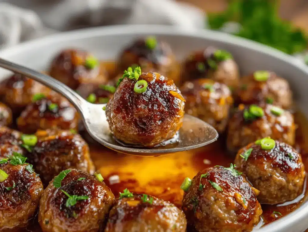 apple cider cocktail meatballs - featured image