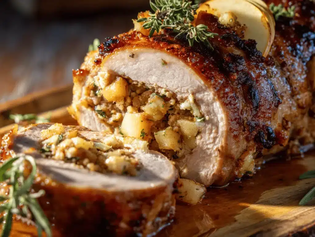 apple stuffed pork tenderloin - featured image