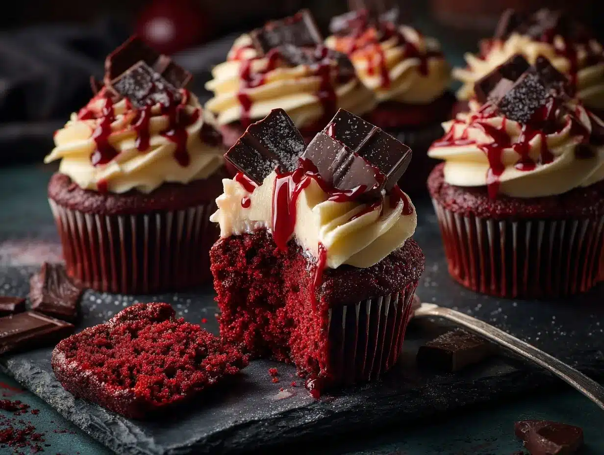 bloody red velvet cupcakes preparation steps