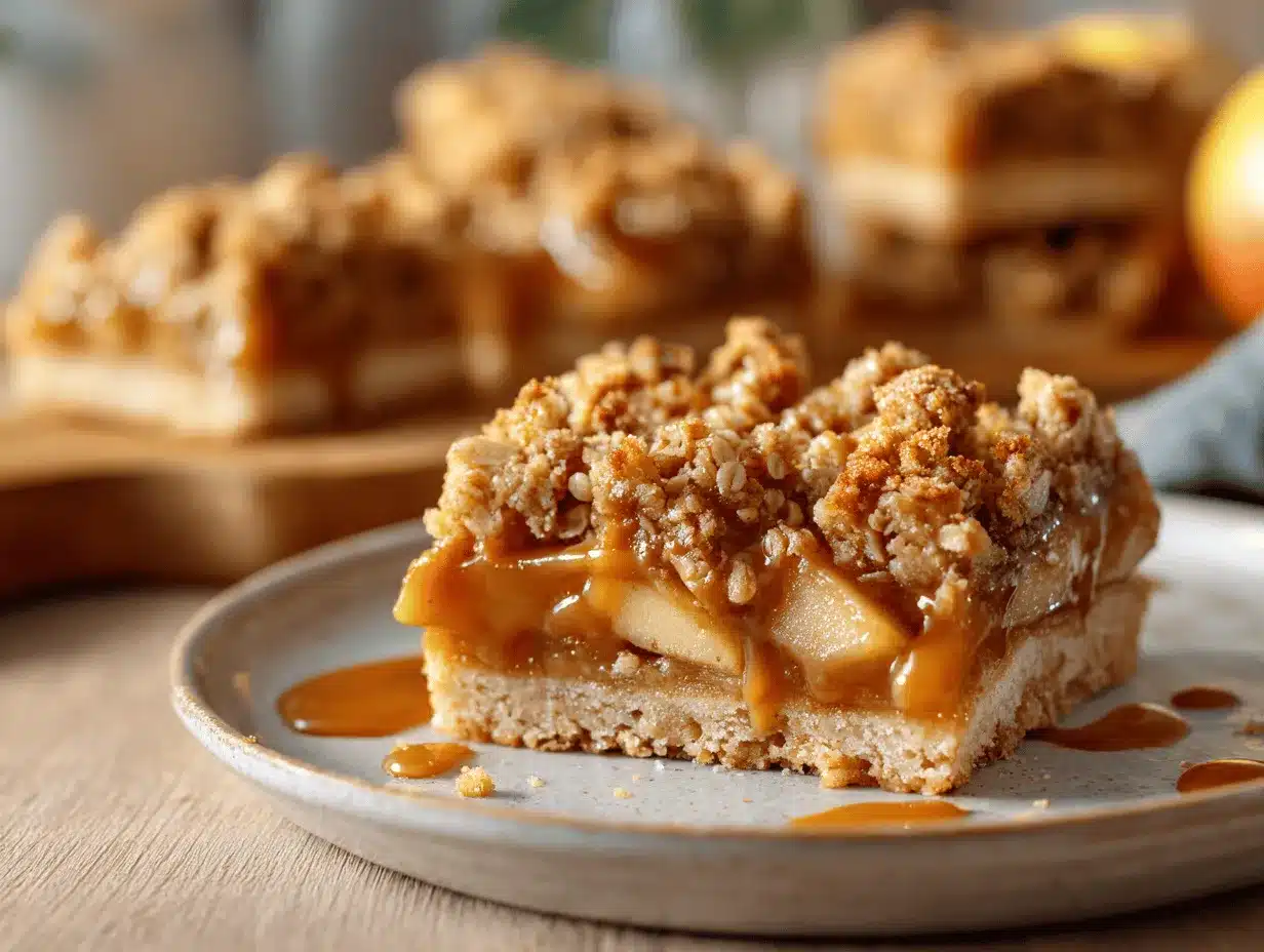 caramel apple crisp bars preparation steps