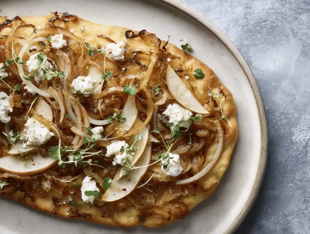 caramelized onion and apple flatbread - featured image