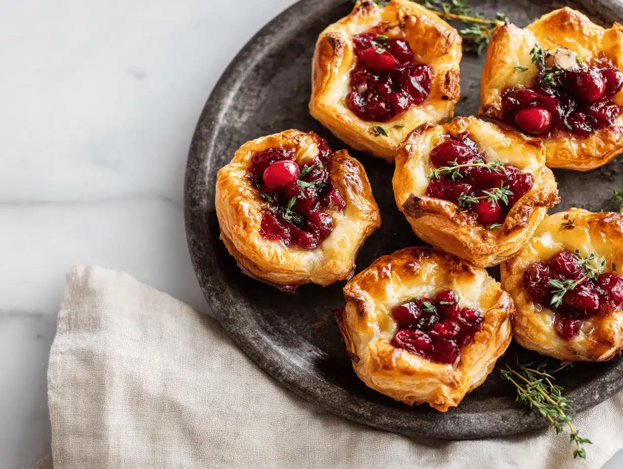 cranberry brie puff pastry bites preparation steps