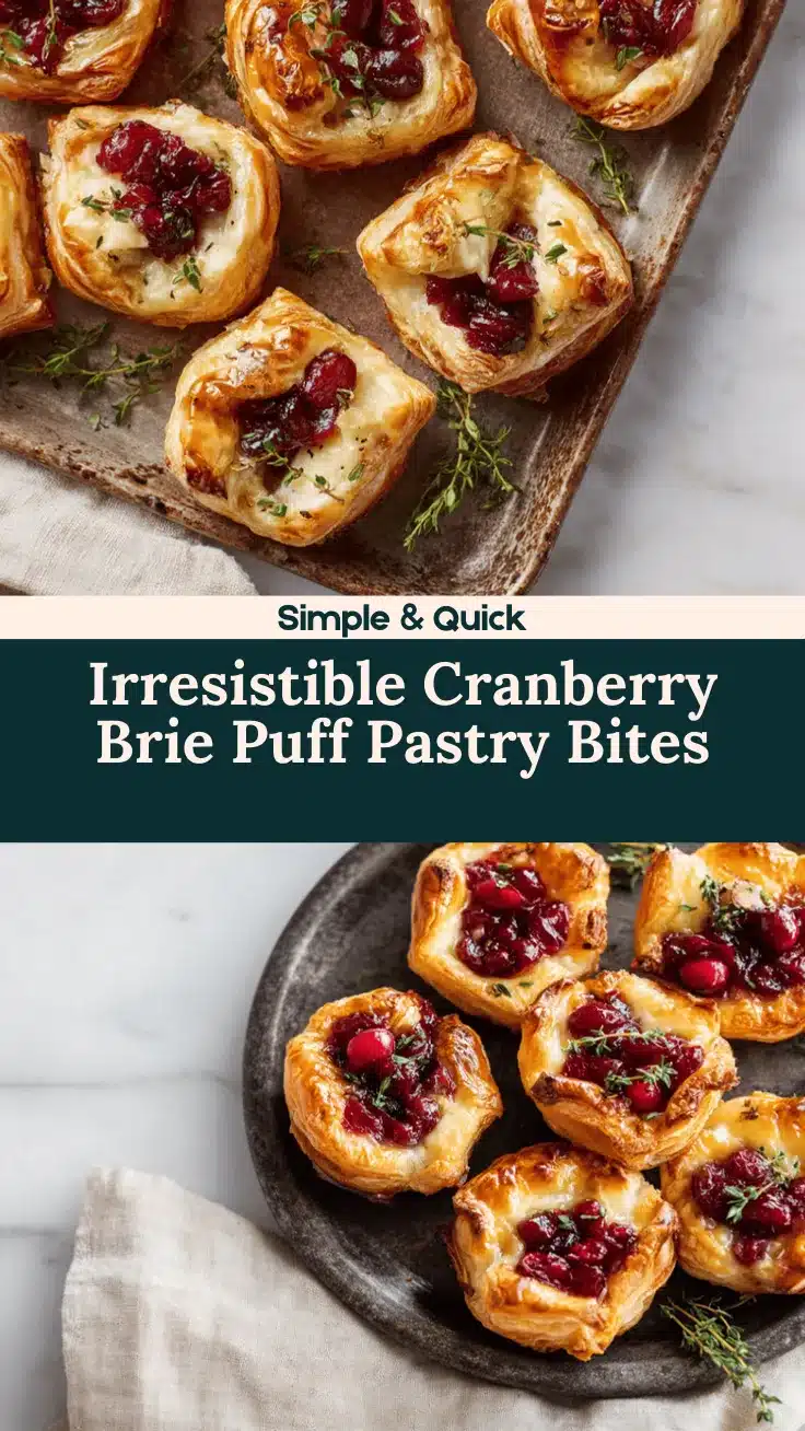 cranberry brie puff pastry bites recipe