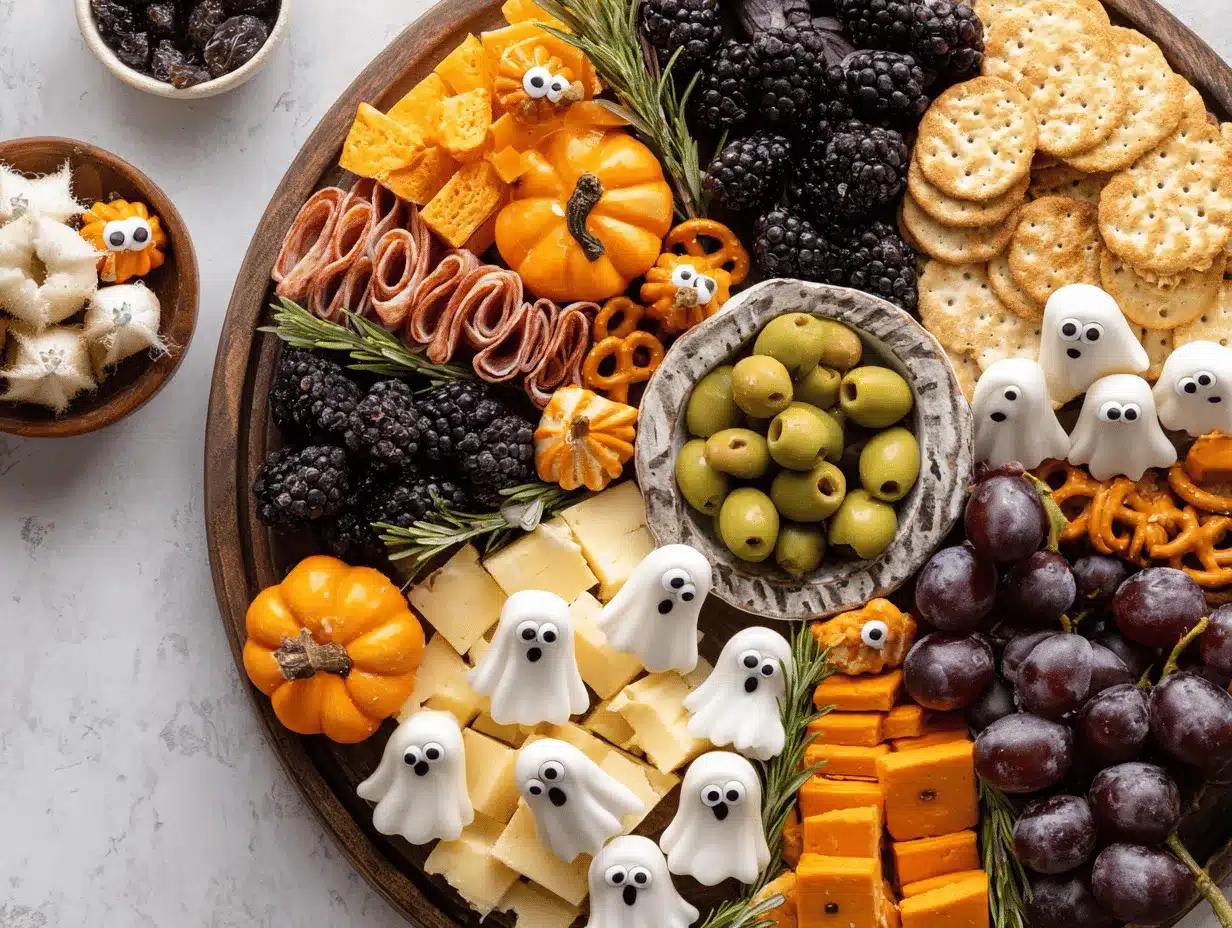 Halloween charcuterie board preparation steps