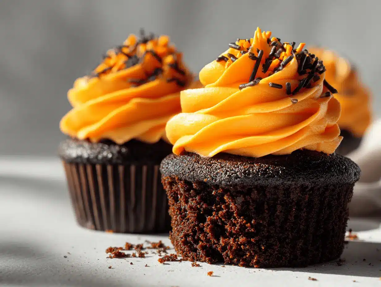 Halloween chocolate cupcakes preparation steps