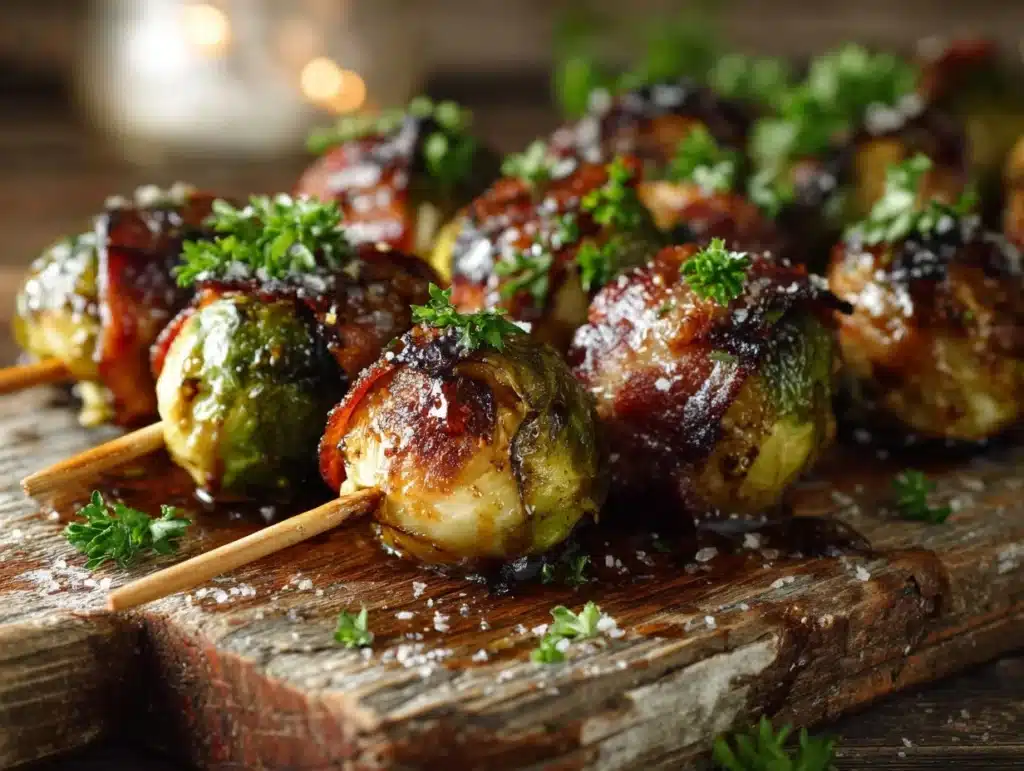Maple Bacon Brussels Sprouts Skewers - featured image