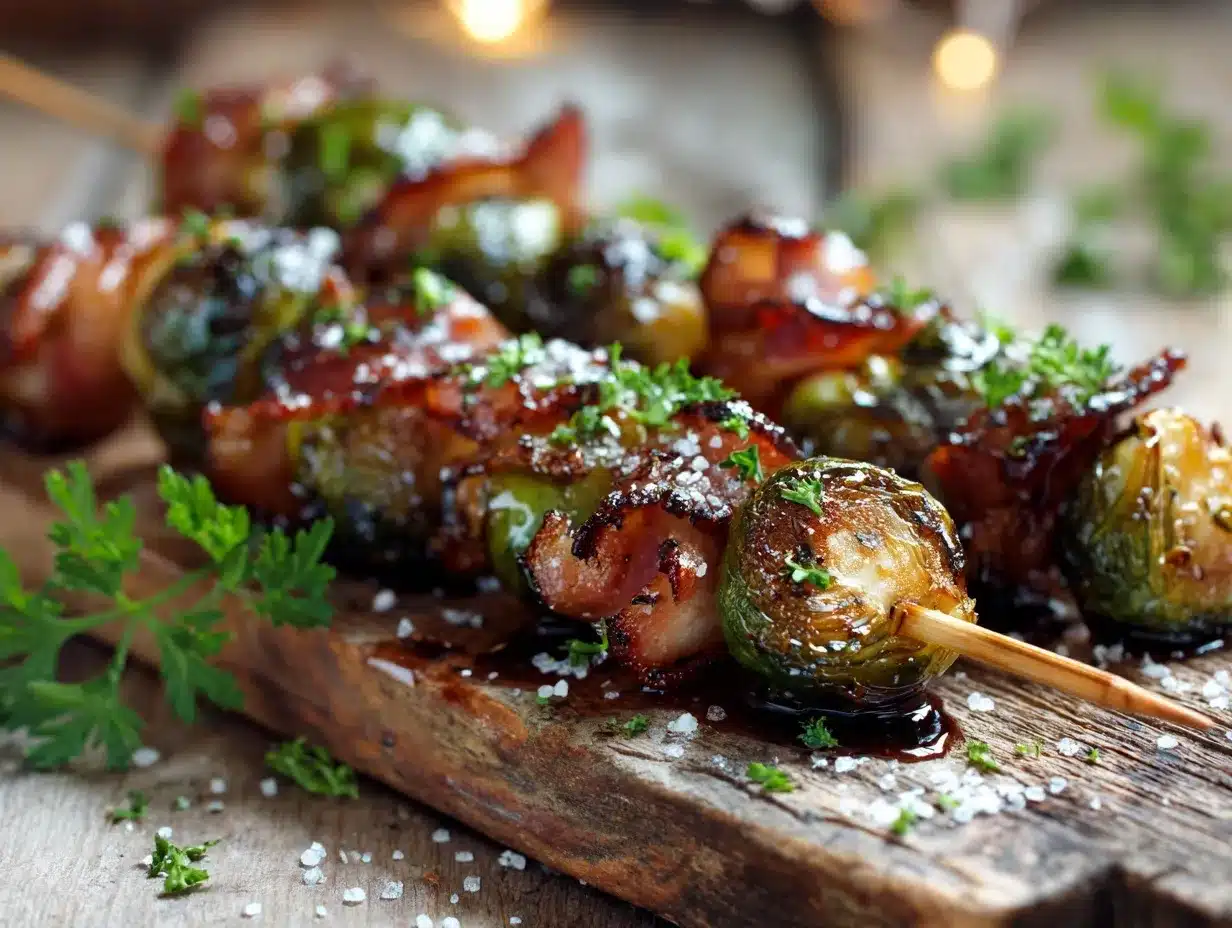 Maple Bacon Brussels Sprouts Skewers preparation steps
