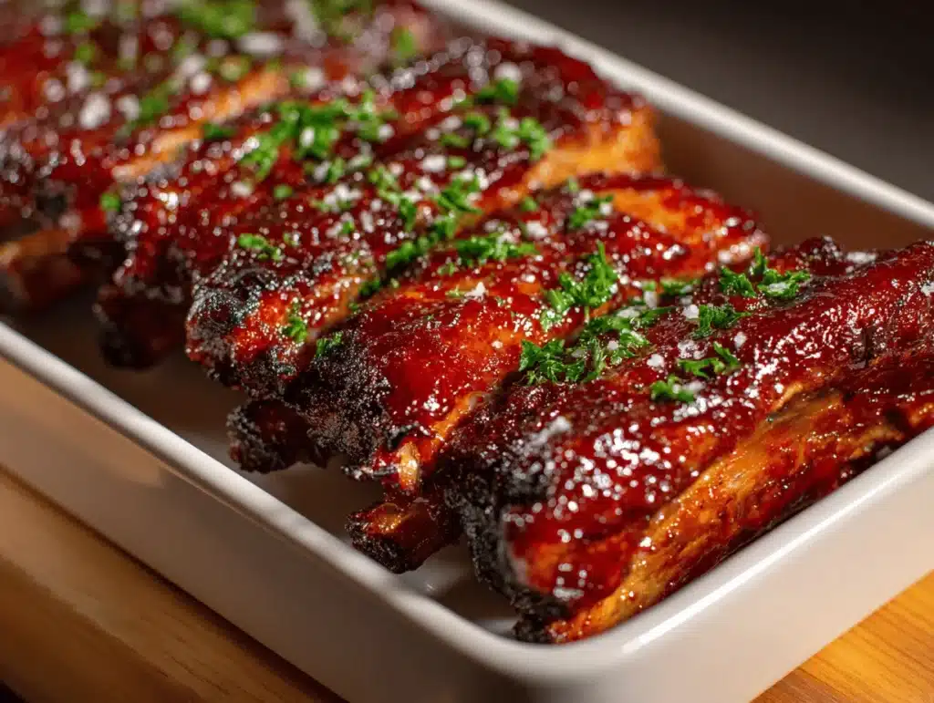 maple bourbon pork ribs - featured image