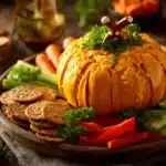 orange cheddar pumpkin cheese ball - featured image