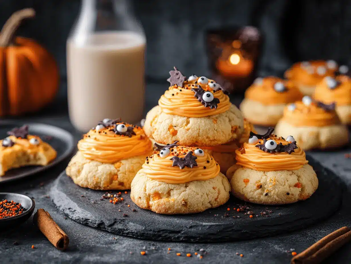 orange cream Halloween cookies preparation steps