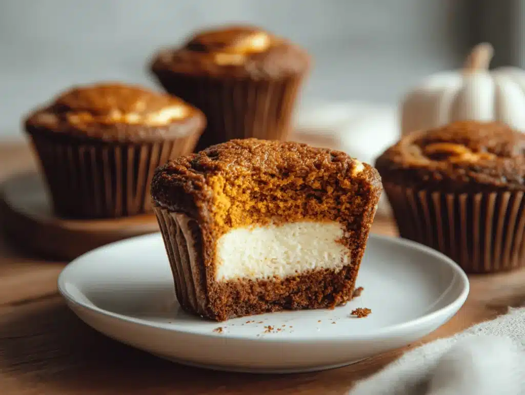 pumpkin cheesecake muffins - featured image