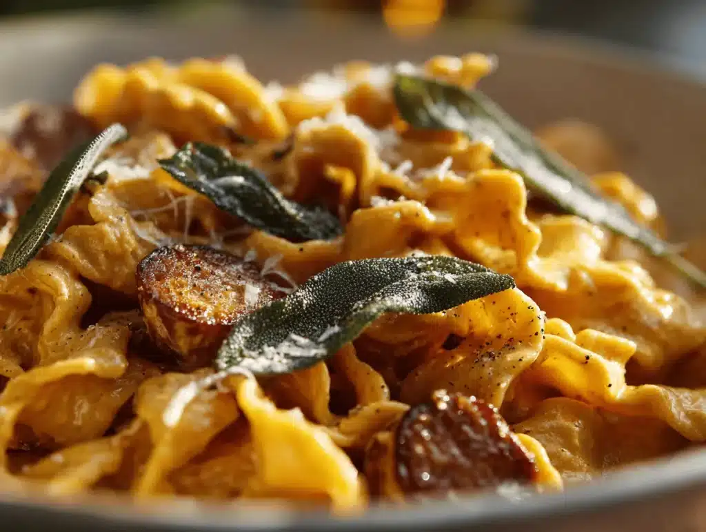 pumpkin sage pasta with sausage - featured image