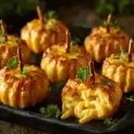 pumpkin shaped mac and cheese bites - featured image