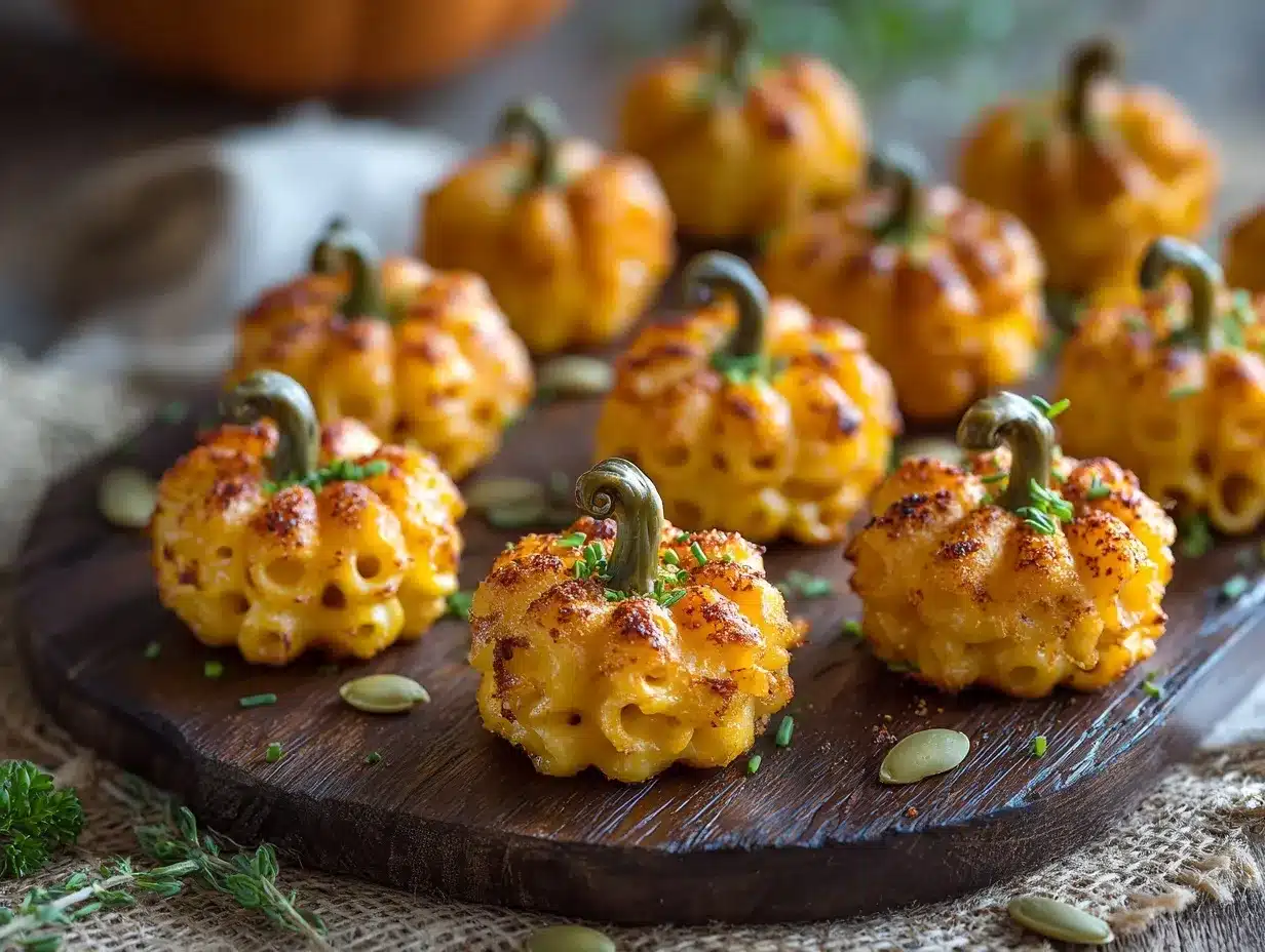pumpkin-shaped mac and cheese bites preparation steps