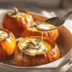 pumpkin soup in mini pumpkin bowls - featured image
