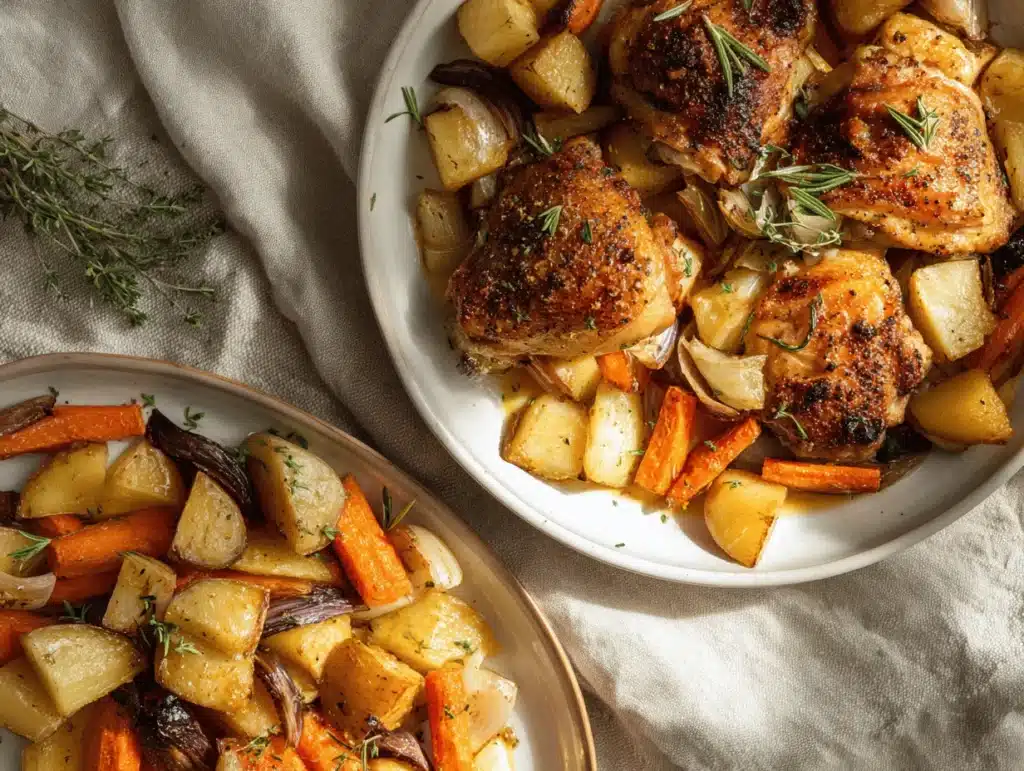 roasted chicken with root vegetables - featured image