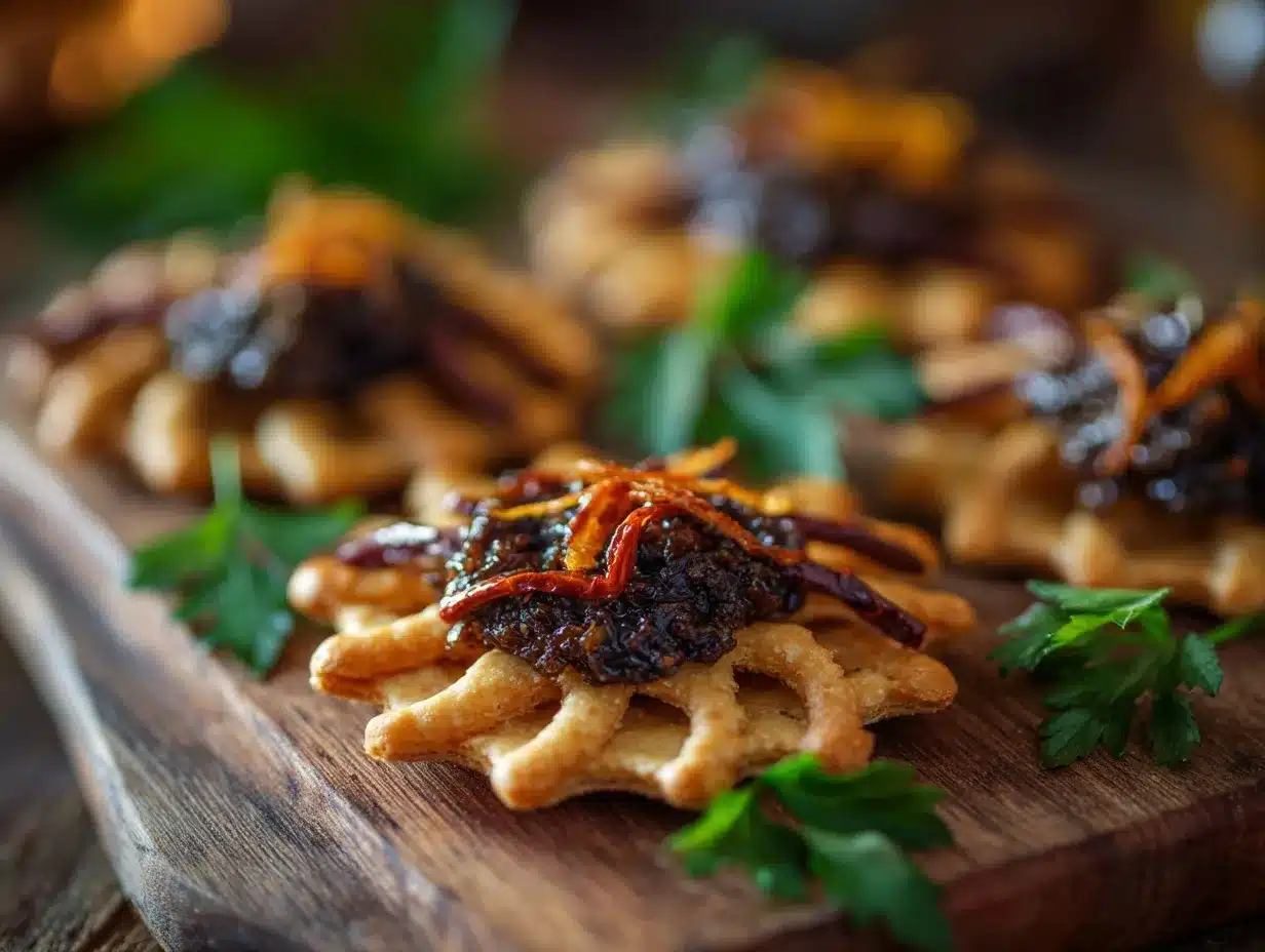 Spider Olive Tapenade Crackers preparation steps