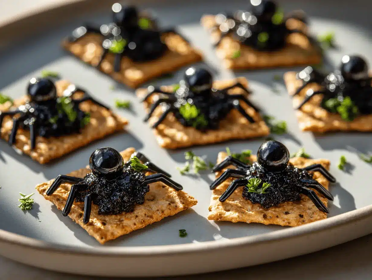 Spider Olive Tapenade Crackers preparation steps