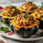 stuffed acorn squash with turkey - featured image