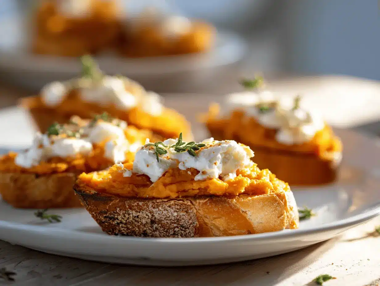 sweet potato and goat cheese crostini preparation steps