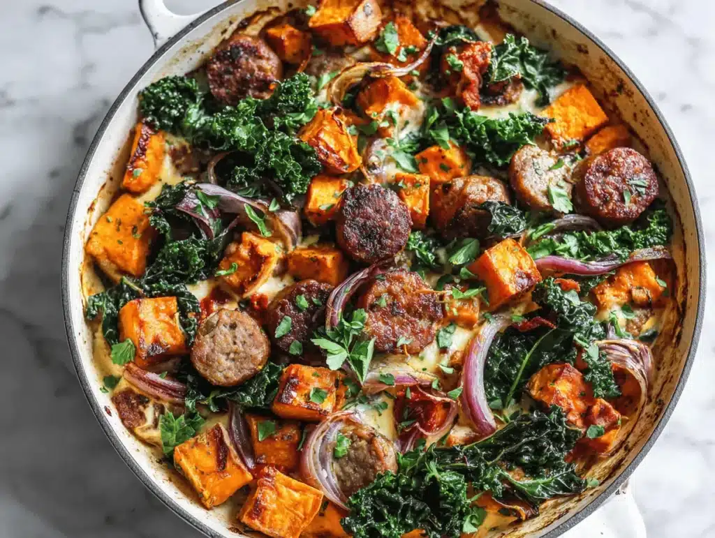 sweet potato and sausage skillet - featured image