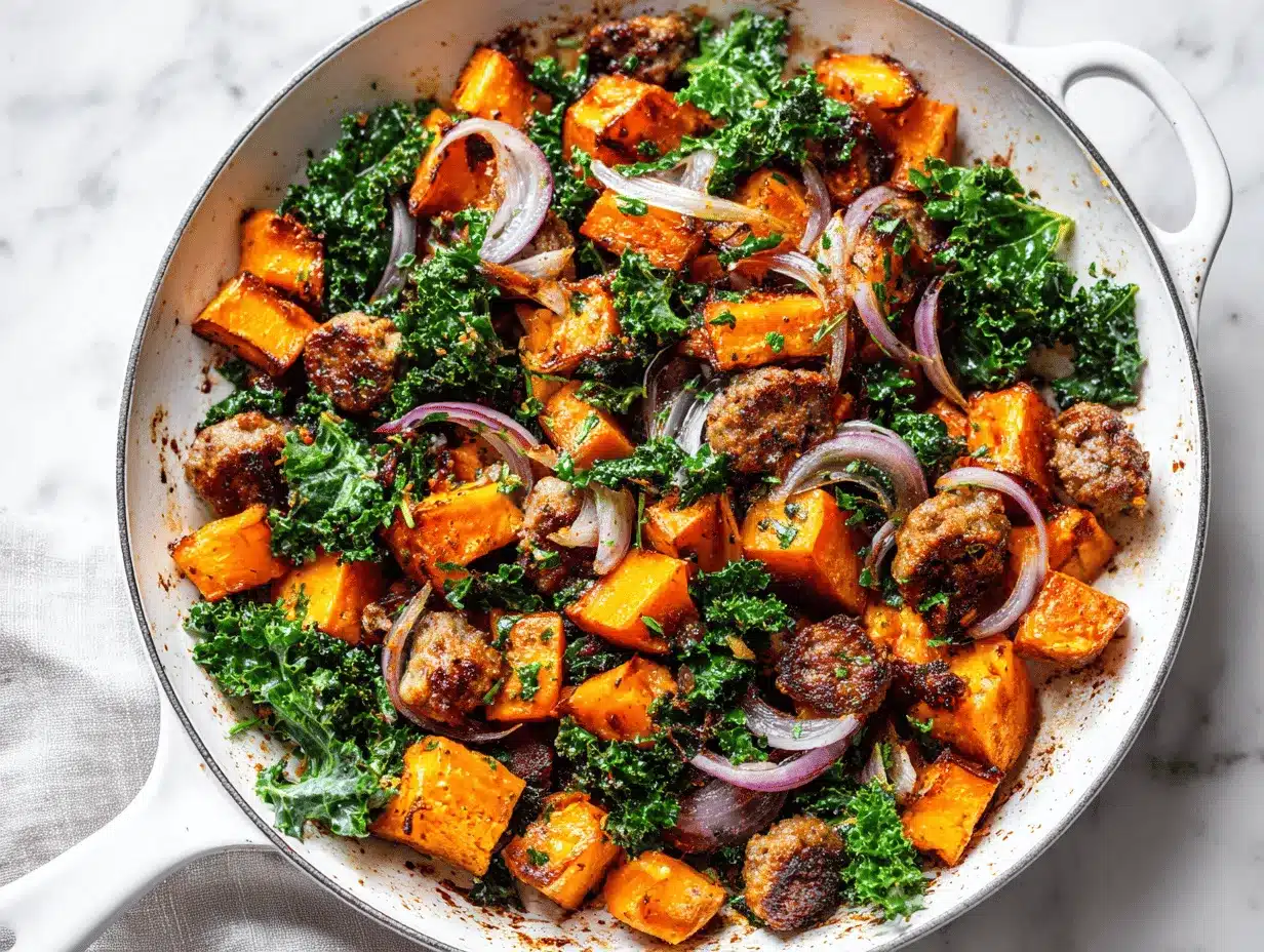 sweet potato and sausage skillet preparation steps
