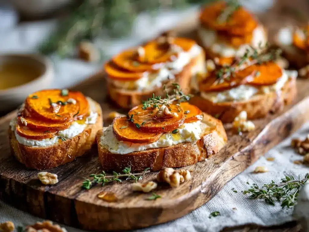 sweet potato goat cheese crostini - featured image