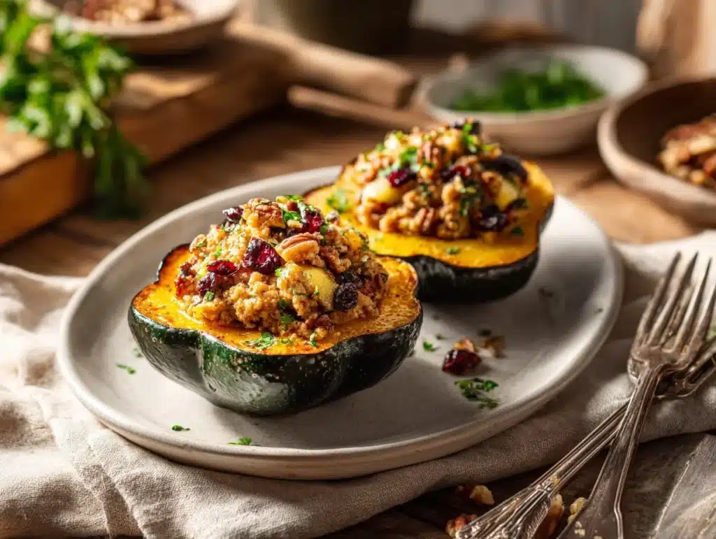 turkey-stuffed acorn squash - featured image