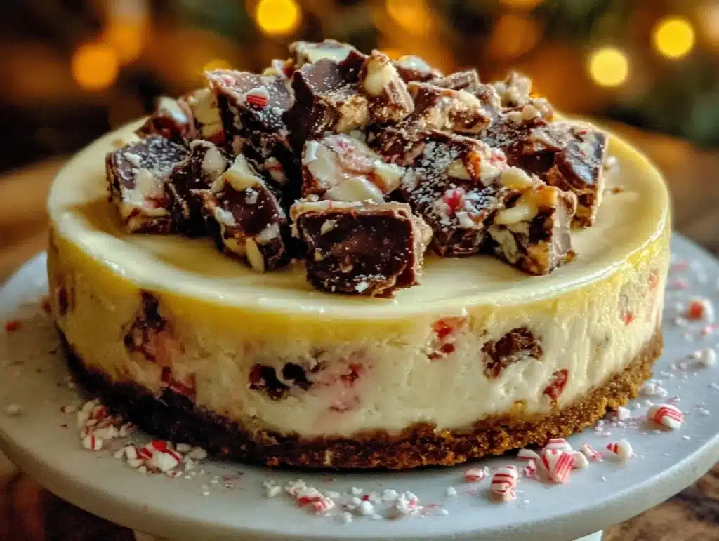 Candy Cane Bark Cheesecake - featured image