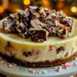 Candy Cane Bark Cheesecake - featured image