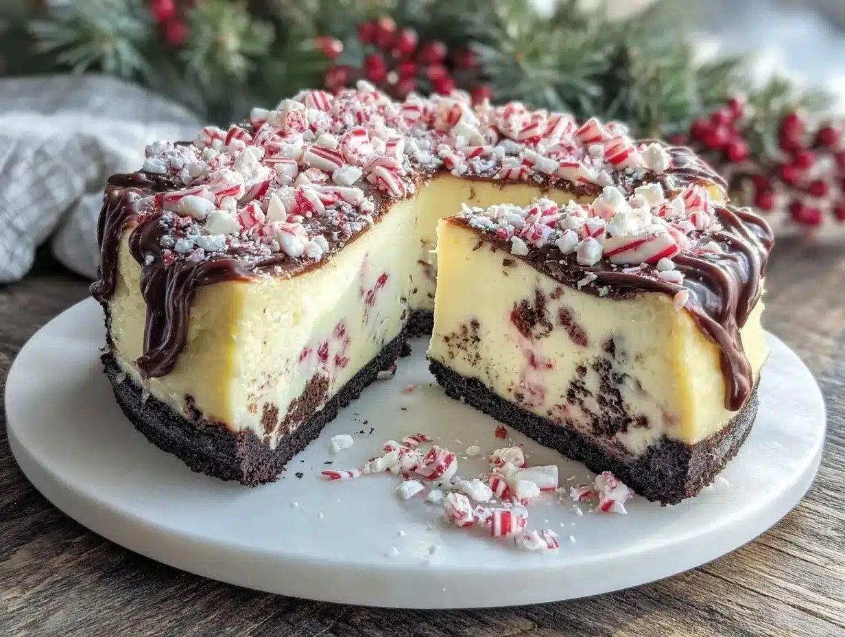 Candy Cane Bark Cheesecake preparation steps