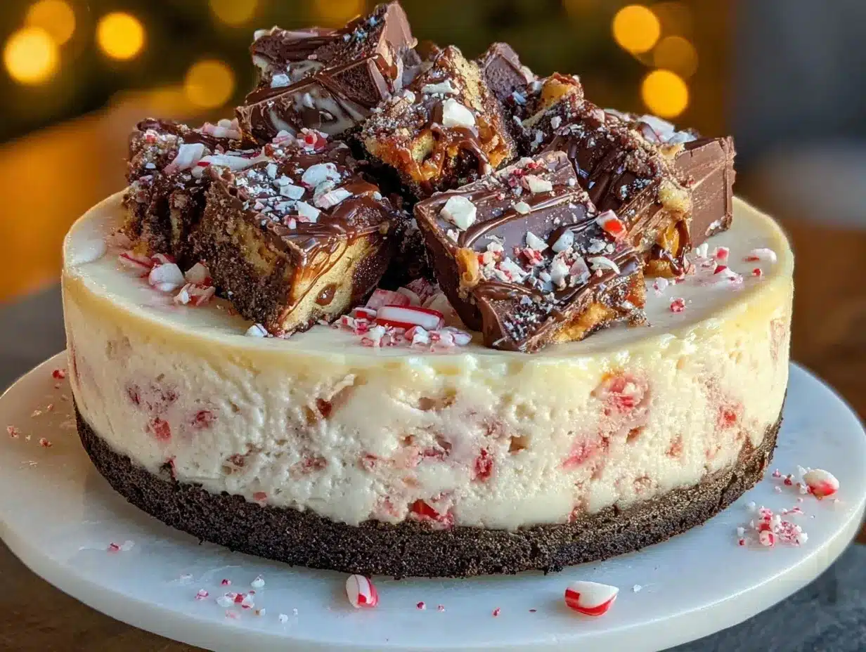 Candy Cane Bark Cheesecake preparation steps