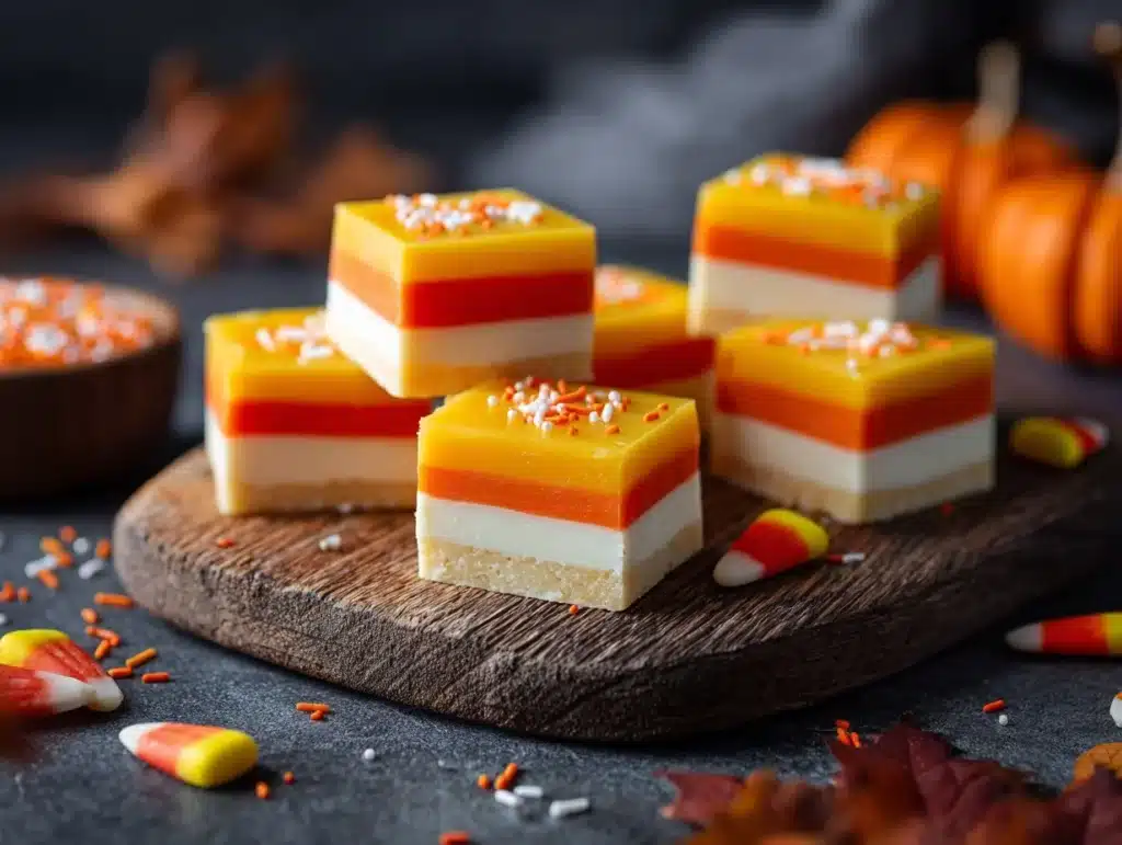 candy corn fudge squares - featured image