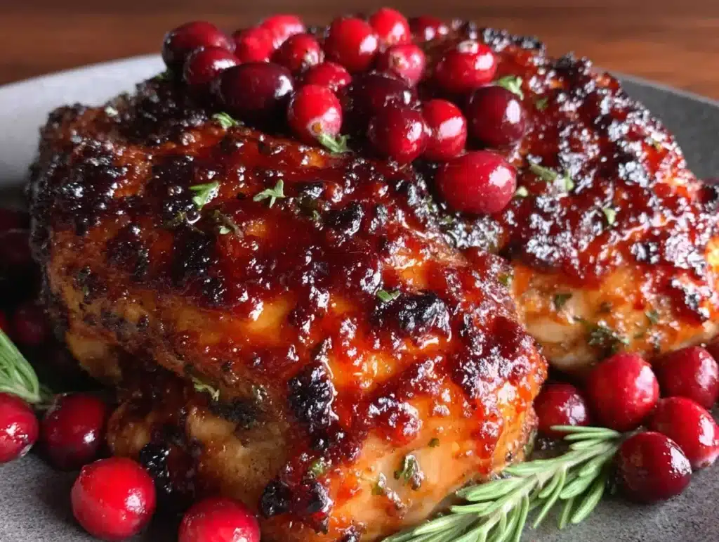 cranberry-sriracha spatchcock turkey - featured image