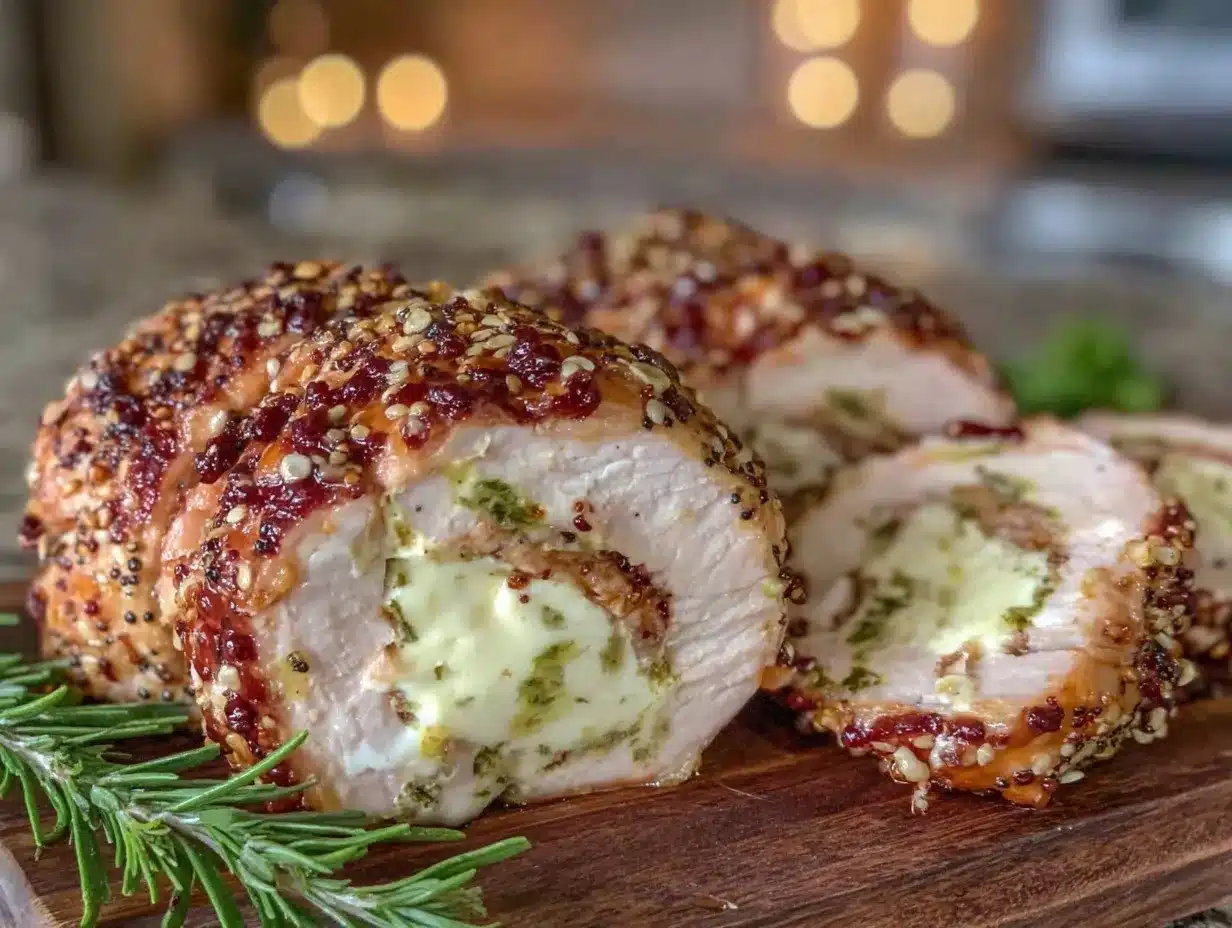 everything bagel turkey roulade preparation steps