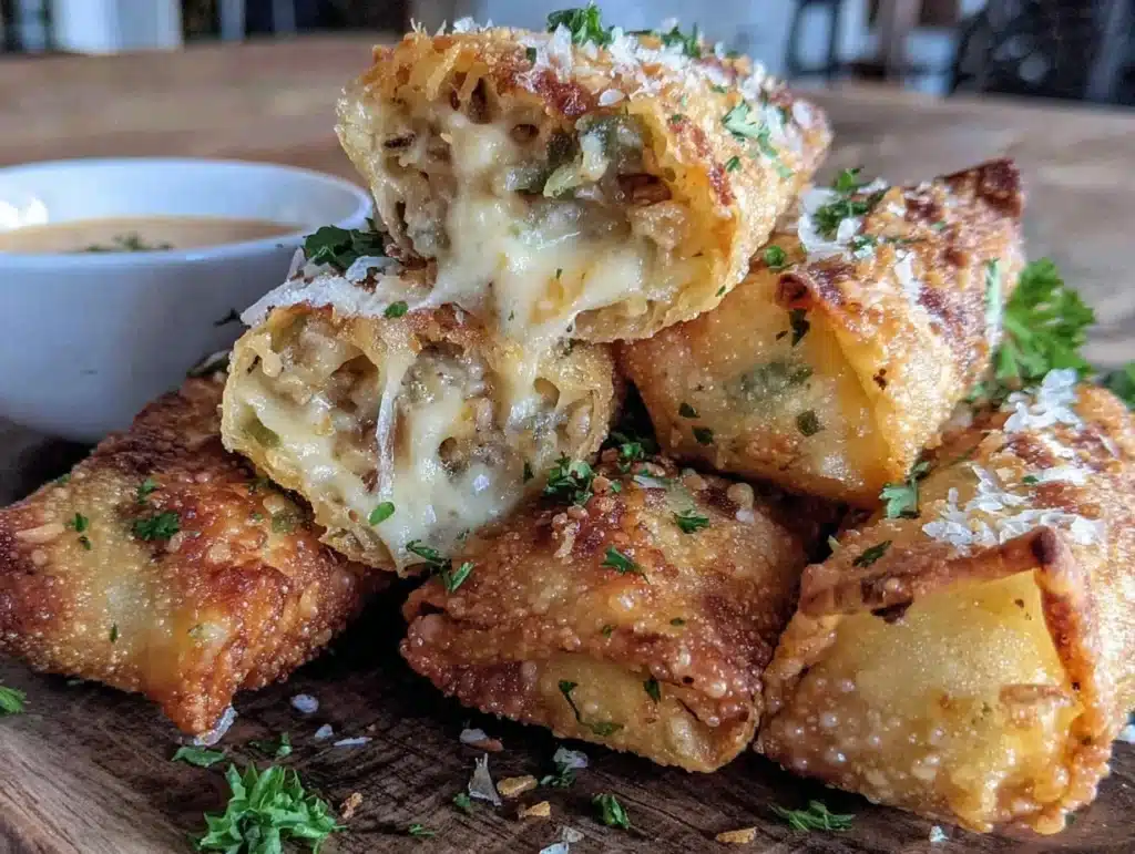 green bean casserole spring rolls - featured image