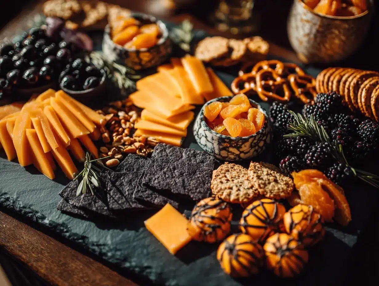Halloween charcuterie board preparation steps