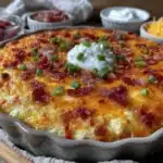 loaded baked potato soup casserole - featured image