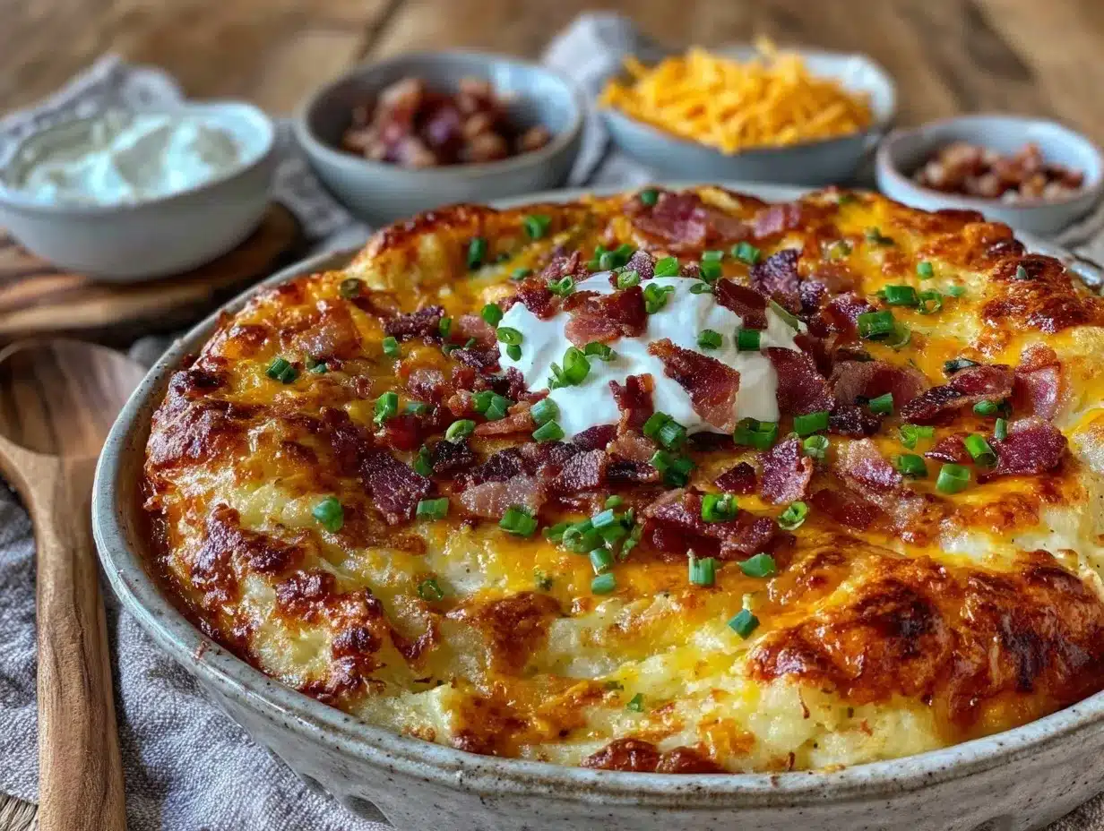 loaded baked potato soup casserole preparation steps