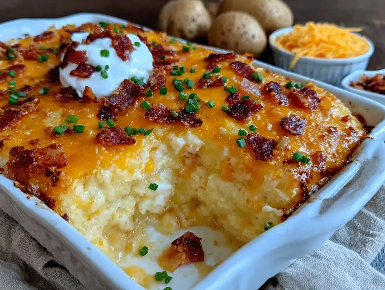 loaded baked potato soup casserole preparation steps