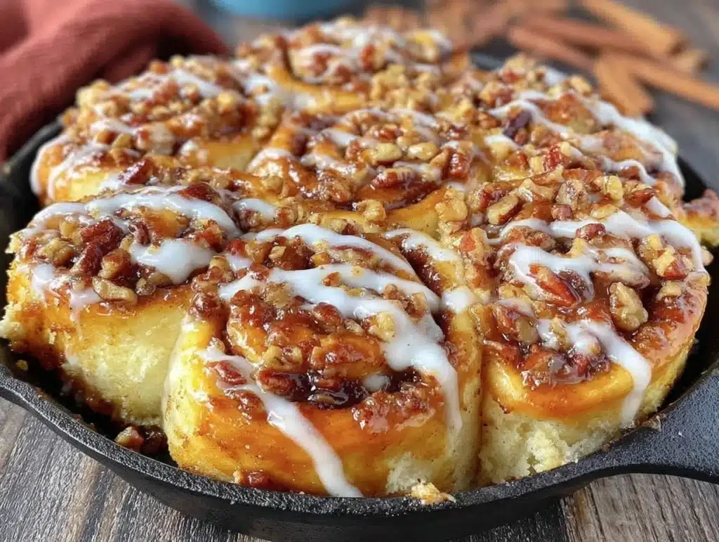 pecan pie cinnamon rolls - featured image