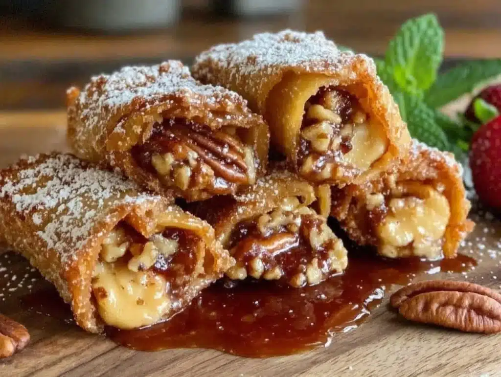 pecan pie egg rolls - featured image