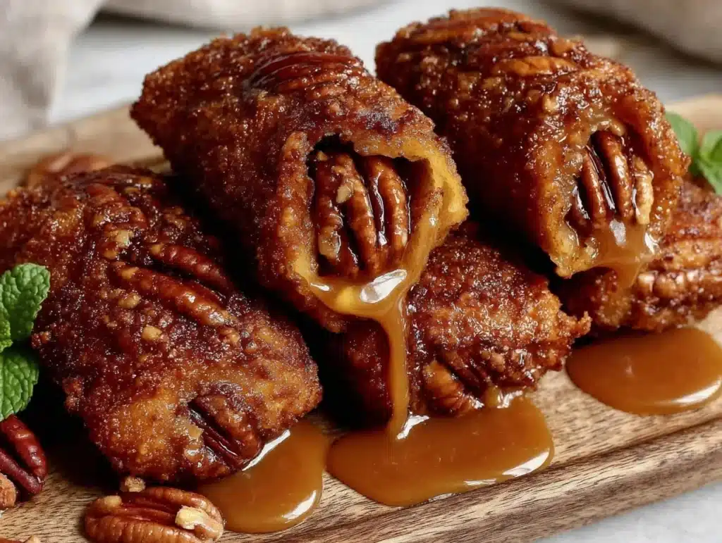 pecan pie egg rolls - featured image