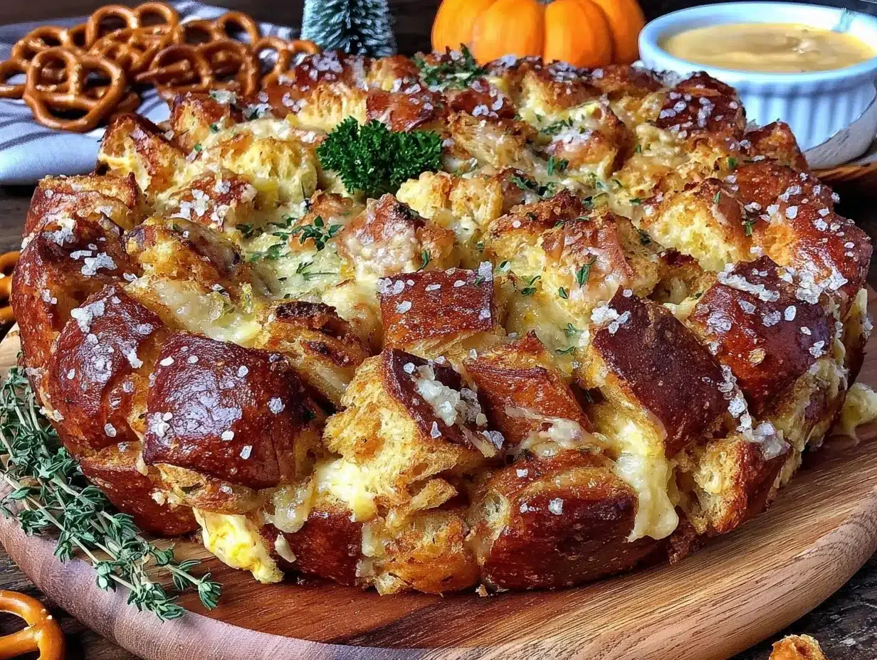 pretzel beer cheese stuffing preparation steps