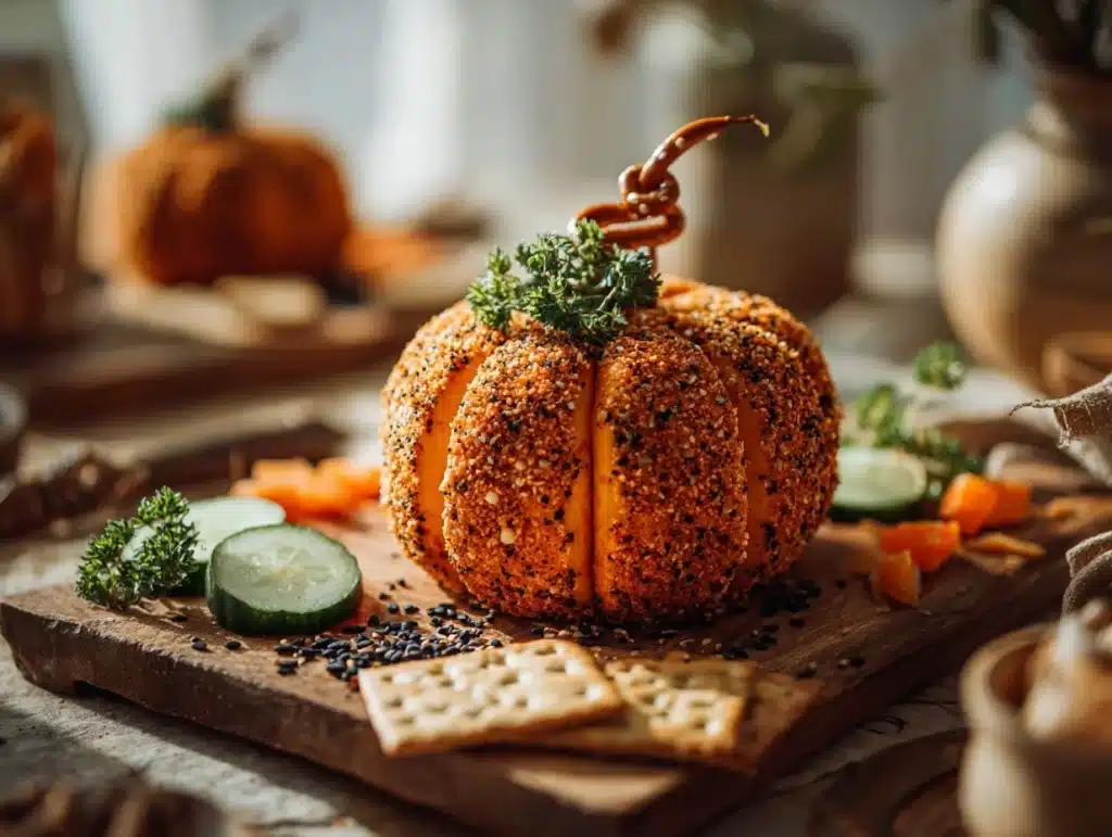 pumpkin-shaped cheese ball - featured image