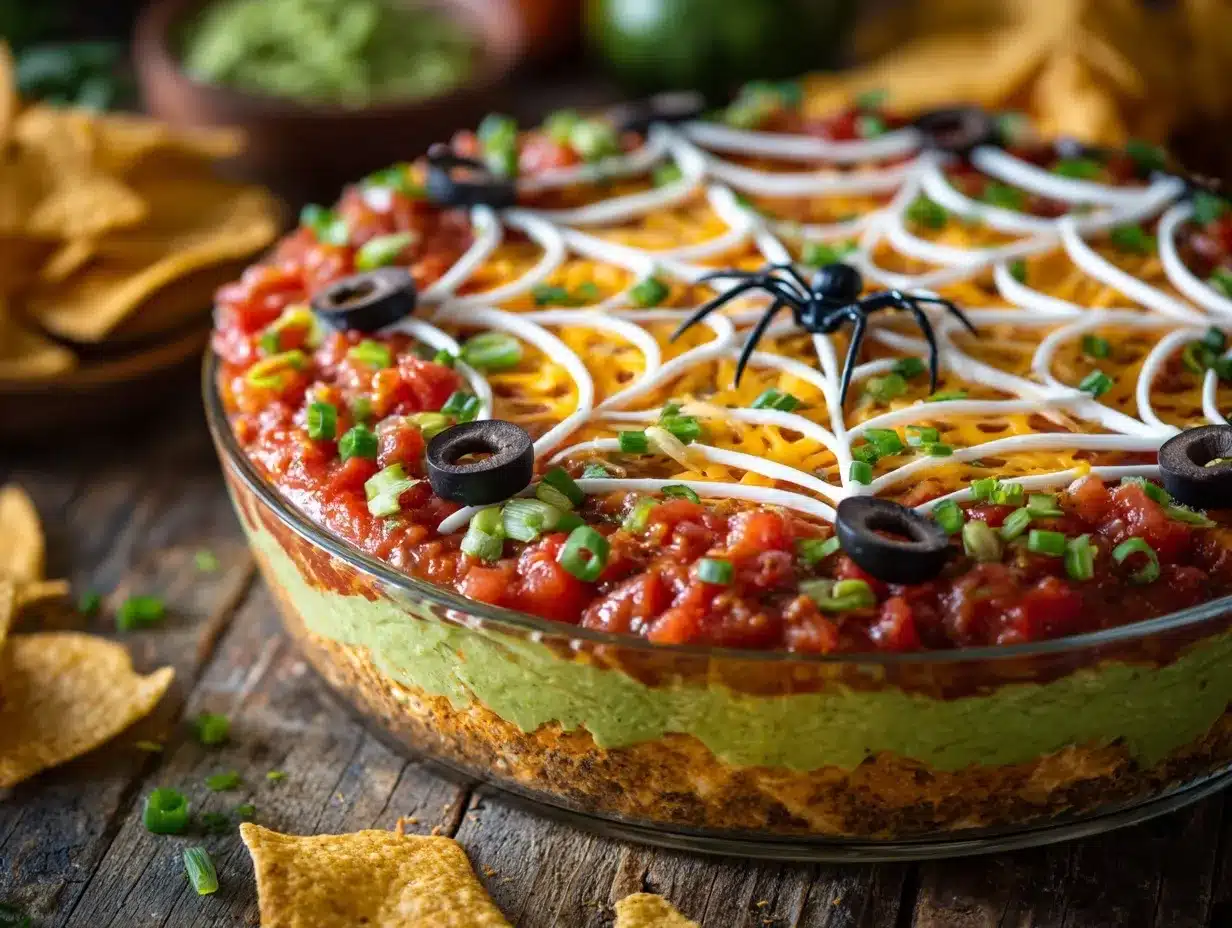 Spider Web Seven-Layer Dip preparation steps