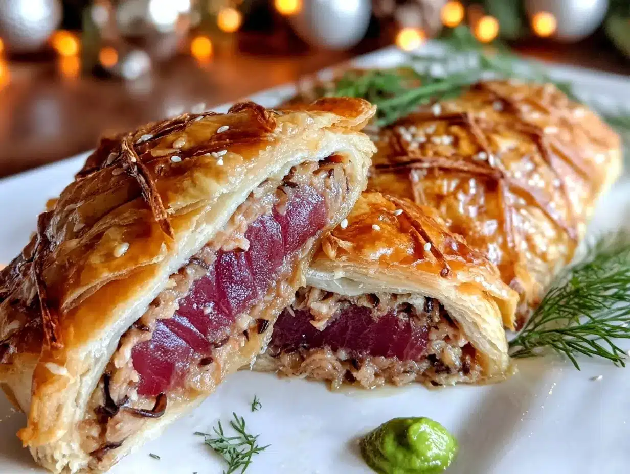 Sushi-Grade Tuna Wellington preparation steps