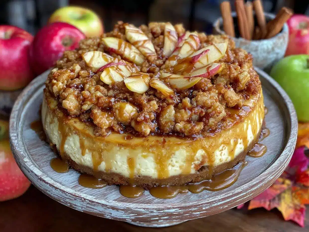Apple Crisp Cheesecake preparation steps